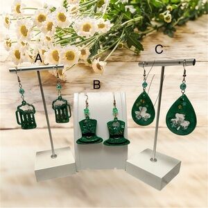 Green Shamrock Earrings Set